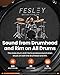 Fesley Electric Drum Set: 5 Drums 3 Cymbals with 4 Quiet Mesh Drum Pads, Electronic Drum Set for Beginner Adult, E Drum Kit with Throne, Headphone, Drumsticks, USB MIDI, Intelligent Sound Module