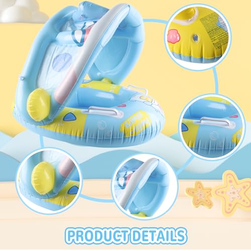 Bouée avec pare-soleil bébé protégeant de la chaleur en piscine - 5