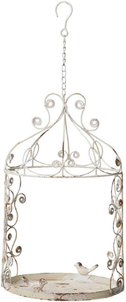 Vintage Hanging Birdcage Planter, Distressed Iron Metal Flower Pot Holder, Decorative Rustic Farmhouse Hanging Planter for Indoor Outdoor Garden Patio, 15.9" H
