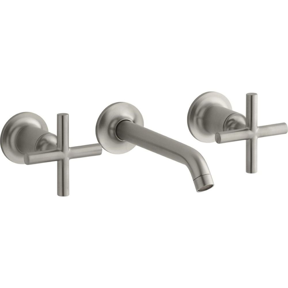 Kohler K-T14413-3-BN Purist Two Handle Wall Mount Bathroom Faucet Brushed Nickel