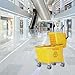 Commercial Mop Bucket with Side Press Wringer on Wheels,Industrial Heavy Duty Mop ldeal for Household and Public Places Floor,35-Quart(Yellow)