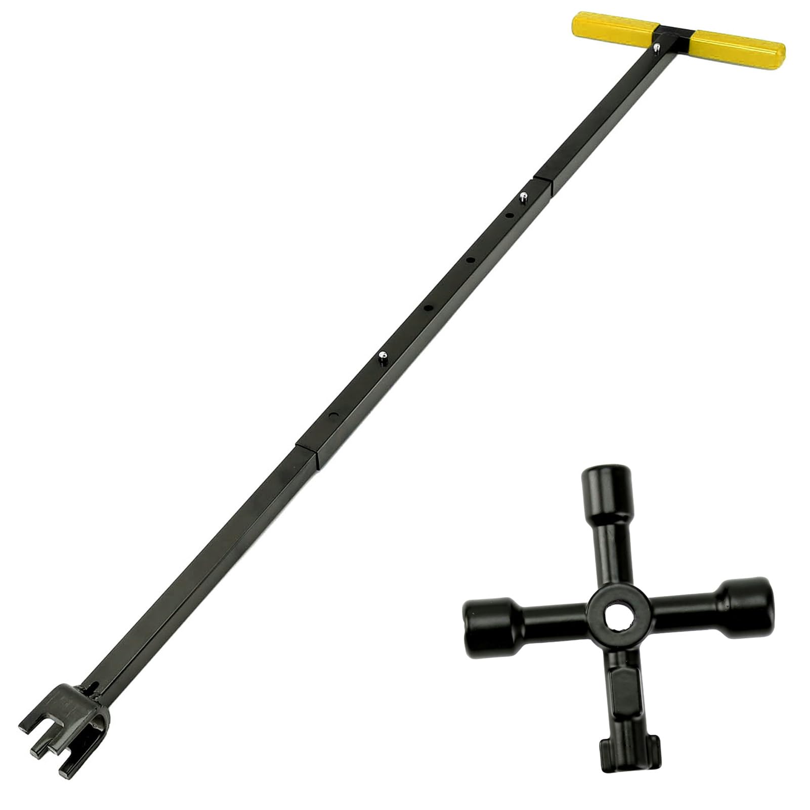 Clé Compteur d'Eau Réglable et Pliable, Poignée en T | Universelle Longueur Réglable et Format Pliable pour l'Entretien des Compteurs d'Eau, Conduites et Vannes