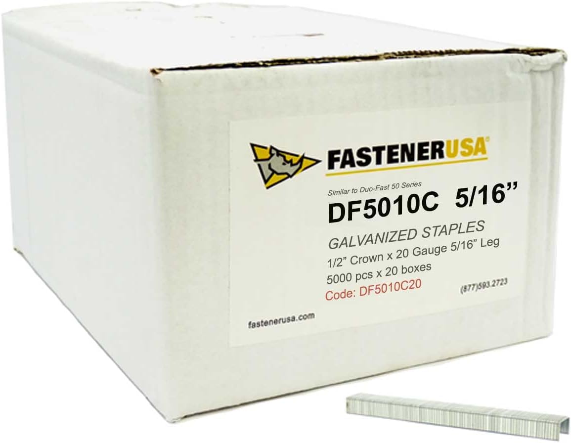 5/16" Leg x 1/2" Crown 20GA GALV 5010C Staples 100,000ct