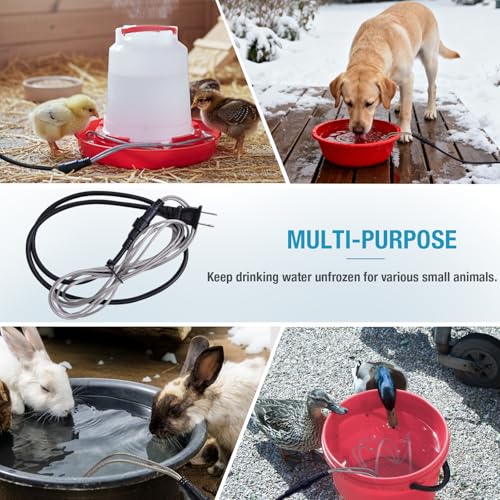 Shaledig Chicken Water Heated Cord 1 Pack, 39W Chickens Water Heater for Winter, Freeze Proof Chicken Waterer Heater with Long Heating Cord 4FT for Poultry Like Chickens Geese Ducks and Small Animals by Shaledig - Image 7