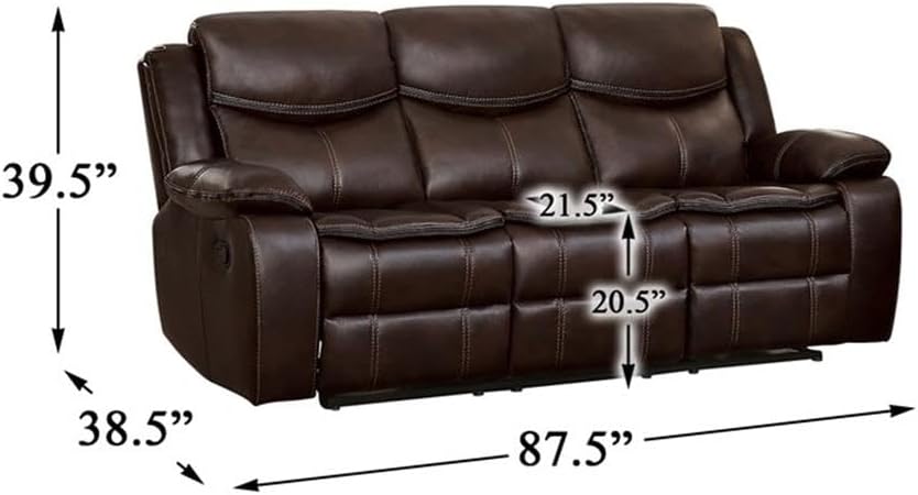 Homelegance Bastrop Double Reclining Sofa (Manual), Brown