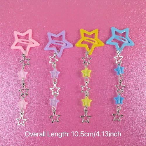 4 Pzas Pinzas de Pelo con Flecos de Cadena Coloridas miniatura 4
