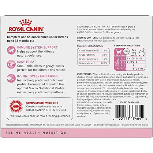 Royal Canin Feline Health Nutrition Kitten Thin Slices In Gravy Canned Cat Food, 3 Oz Cans 6-Pack #TOP2