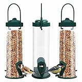 ATRAIGA AVES: Los pájaros no podrán resistir la comida que ofrece en su jardín. Use este comedero pajaros exterior para maní, semillas mixtas, mezclas, gusanos de la harina, semillas de girasol, semillas de níger y tortas de grasa. Este alimentador pajaros silvestres atrae pinzones, colibríes, carboneros, carboneros, trepadores, juncos, cardenales, gorriones, jilgueros, camachuelos, herrerillos, verderones, herrerillos, papamoscas cerrojillo y pájaros carpinteros.