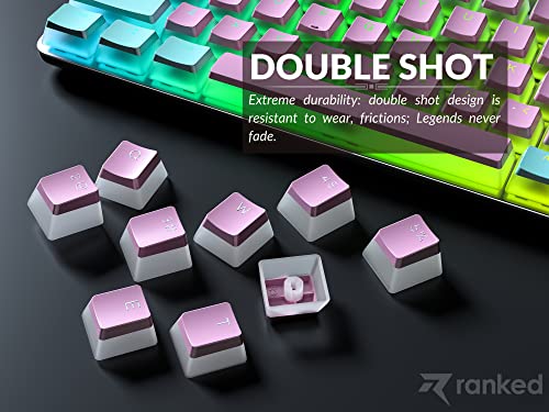 Image of Ranked Pudding PBT Keycaps | 112 Double Shot Translucent ANSI US & ISO Layout | OEM Profile for RGB Mechanical Gaming Keyboard (Miami Vice)
