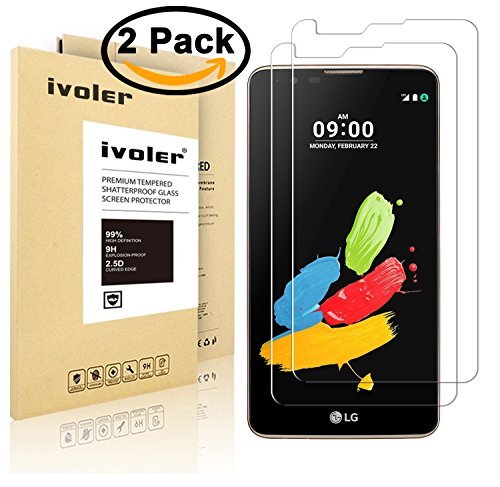 ivoler [2 Pack] [Tempered Glass] Screen Protector for LG Stylo 2 / LG Stylo 2 V (Verizon) / LG G Stylo 2 / LG Stylo 2 Plus, [0.2mm Ultra Thin 9H Hardness 2.5D Round Edge] with