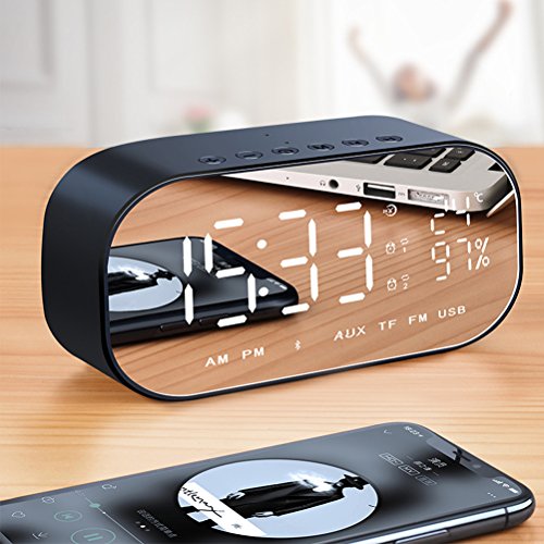 WINOMO – Alto-falante Bluetooth, rádio, subwoofer sem fio, criativo, tela grande espelhada, visor de