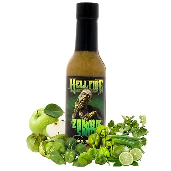 Hellfire Zombie Snot Hot Sauce, Award-Winning Chilehead Salsa Verde Sauce, Made with Carolina Reaper Peppers, Worlds Best Taco Sauce, Gourmet, Vegan, and Gluten Free, 5 oz