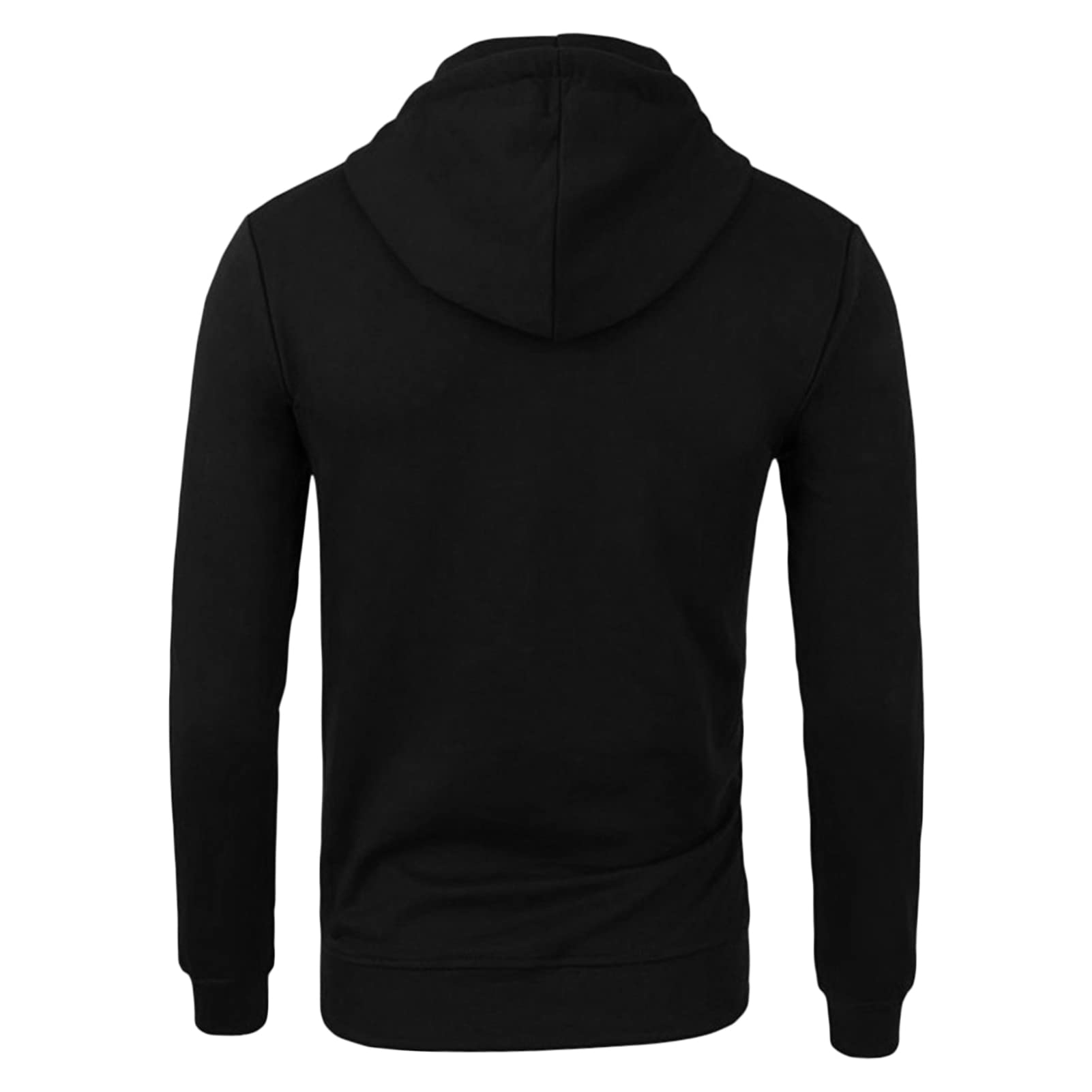 Maiyifu-GJ Men Full Zip Slim Fit Hoodies Casual Solid Gym Hooded Sweatshirt Long Sleeve Lightweight Hoodie With Kanga Pocket (Black,Medium)