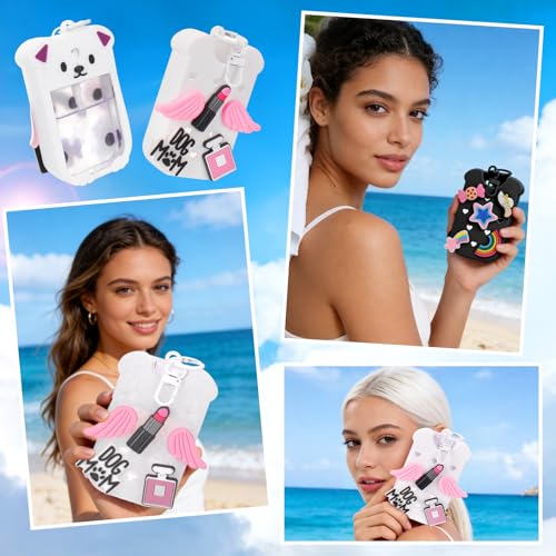 Image of Mity rain Hand Sanitizer Spray Case Compatible With Touchland, Cute Silicone Hand Sanitizer Holder Keychain with 4 Charms, Portable Refillable Sanitizer Accessory, Gift for Women And Teens