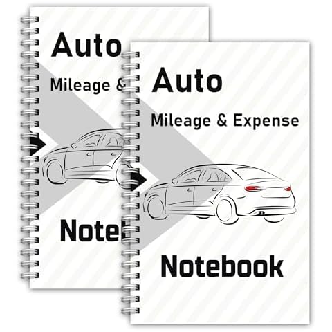 INKNOTE 2 Pcs Auto Mileage Log Book Gas Mileage Log Book for car Expense Record Notebook for Business Driving Small Business Bookkeeping 7.87 x 5inch Cover