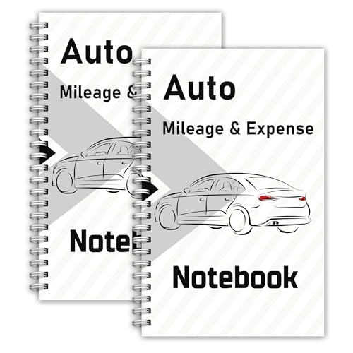 INKNOTE 2 Pcs Auto Mileage Log Book Gas Mileage Log Book for car Expense Record Notebook for Business Driving Small Business Bookkeeping 7.87 x 5inch