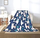 Llama Throw Blanket Lightweight Warm Flannel Fleece Blankets Cozy Soft Air Conditioning Blanket Gift
