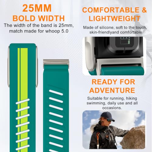 Image of omee Silicone Sport Band Compatible with Whoop 5.0 Band One, Peak and Life /MG Strap Men Women, Breathable Sport Adjustable Waterproof Replacement Wristbands Straps for Whoop 5.0 Silicone Bands