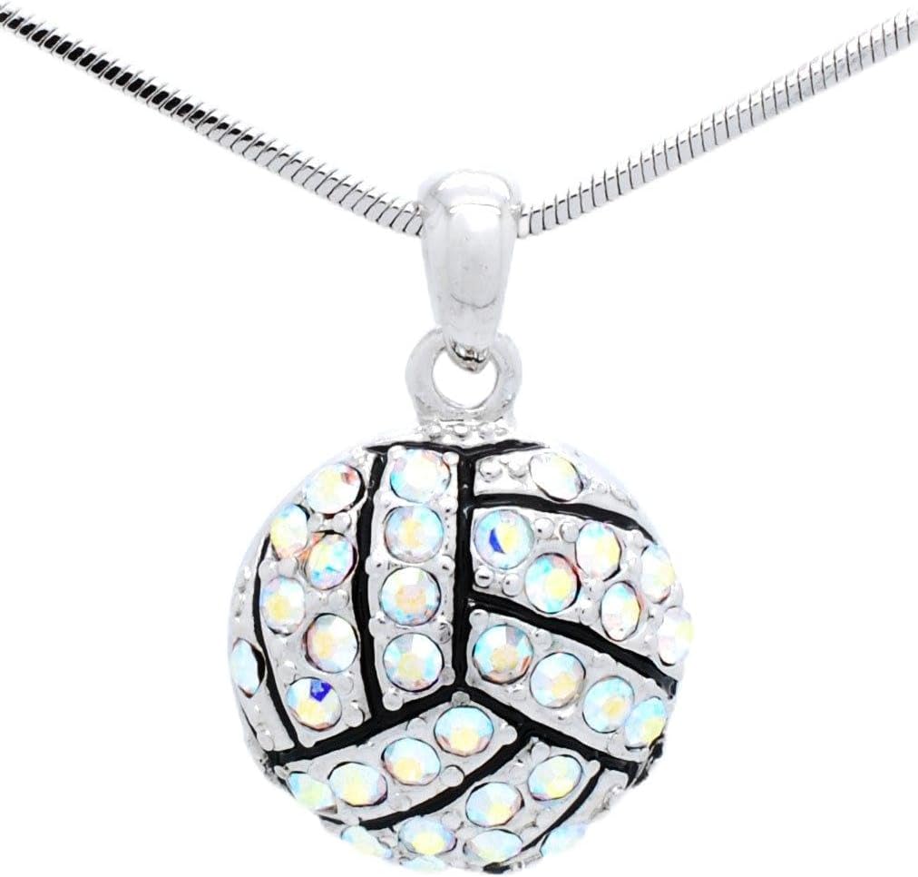 Violet Victoria & Fan Star Volleyball Necklace Large, All Crystal Volleyball Necklace, Volleyball Pendant