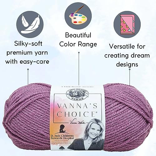 Image of Lion Brand Yarn Vanna'S Choice 860-147 Purple | 3 Skeins, Same Dye Lot, Project Bag, CYC #4 Worsted, 100% Acrylic, Ideal for Crochet, Knitting Blankets, Hats, Scarves