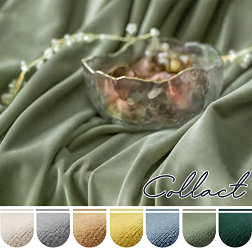 Collact Velvet Curtains 96 Inches Long 2 Panels Set Room Darkening Sage Green Curtains For Living Room Window Treatments Thermal Insulated Curtains Super Soft Luxury Drapes For Bedroom Rod Pocket #TOP5
