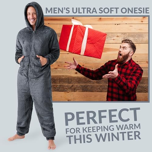 Combinaison Pyjama Homme Grenouillere Homme Combi Pyjama Onesie Tout En Un Chaud En Polaire Hooded Grenouillère En Flanelle Fermeture éclair Loungewear Vêtement De Pyjama 1 Pièce