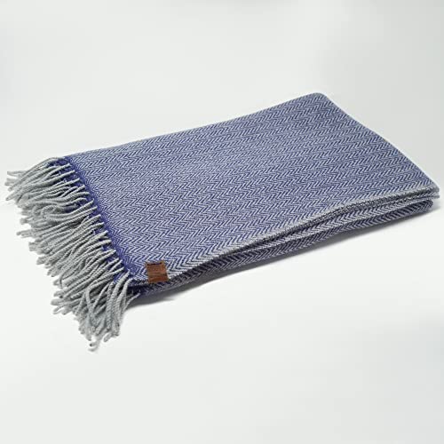 Borges & Scott Signature 100% Cashmere - Blanket Throw - Ocean HB, Blue, Single 160x140cm - Image 2