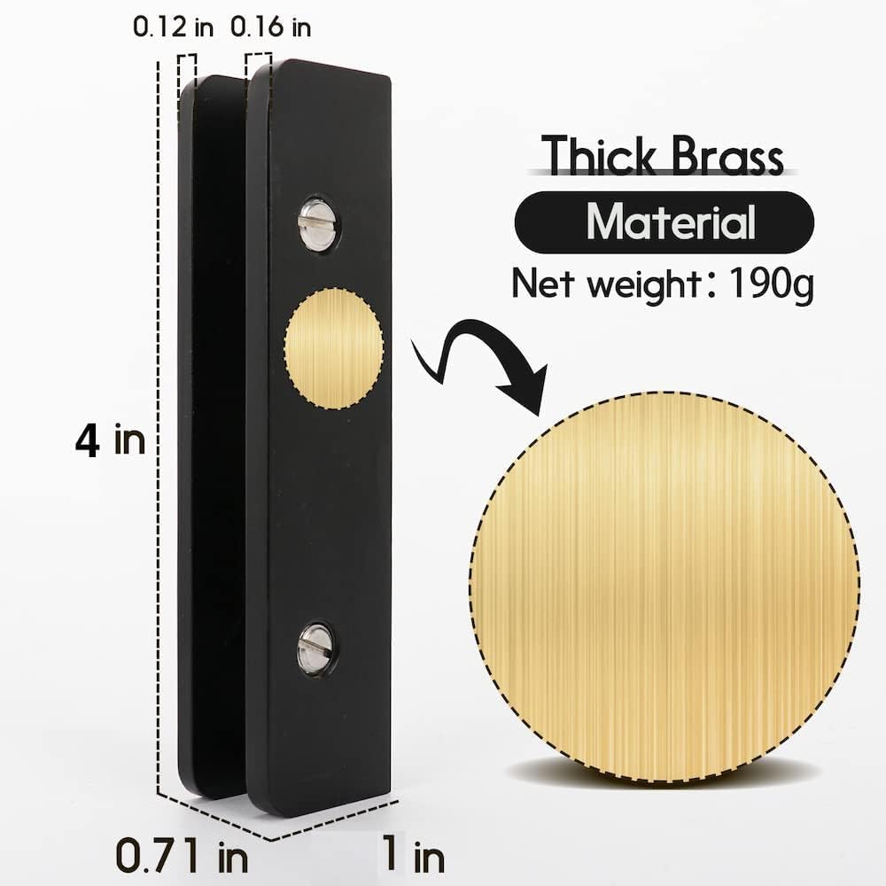LukLoy Solid Brass Glass Shelf Bracket With 3 Screw Holes, Adjustable Shower Clip Heavy Duty for 6mm-10mm Glass (Pack of 4, Matte Black)