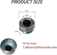 Vista 2 de Tapa de grasa para eje de remolque, 2 piezas Tapa antipolvo para rodamientos de remolque de 2.72" con 4 tapones de goma adicionales, cubierta