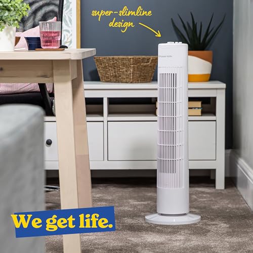 Russell Hobbs 29" Inch, Lightweight, Tower Fan, 3 Speeds, 75° Oscillation, Powerful Airflow, Quiet Operation, Timer, Perfect for Home or Office, White- RHTF2923W - 7