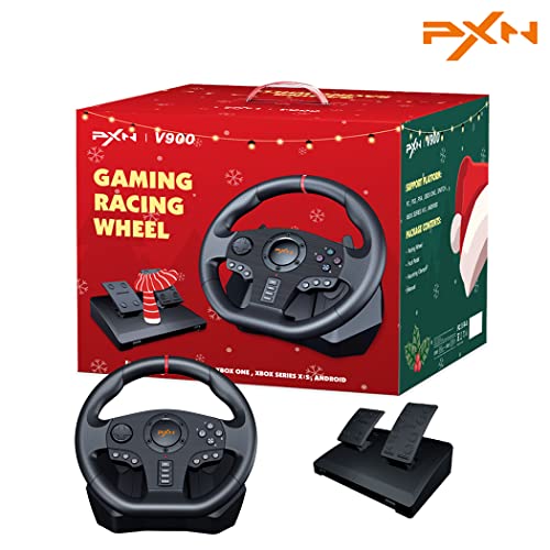 PXN V900 Gaming Steering Wheel – 270/900° PC Racing Wheels with Linear Pedalsm, Accelerator Brake, Left and Proper Racing Shift Paddle Simulator for PC, PS3, PS4, Xbox One, Xbox Collection X|S, Xmas Present Field
