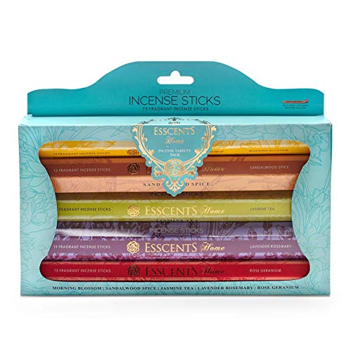 Utopia Scents Natural Incense Sticks Variety Pack 75 Scented Sticks Morning Blossom, Jasmine Tea, Sandalwood Spice, Lavender Rosemary And Incense Holder Aromatherapy And Meditation Incense #TOP1