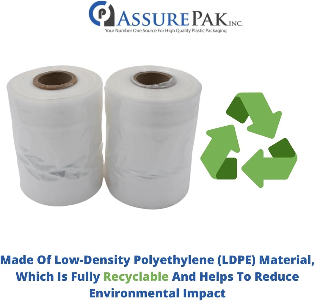 ASSUREPAK LDPE Clear Poly Bags on a Roll - 250 bags - 8"x4"x18" - 1.0 Mil Thickness - Ideal for Food Storage: Meat, Beans, Cookies, Bakery, Grocery Needs, and Small Business Packaging - Natural Color