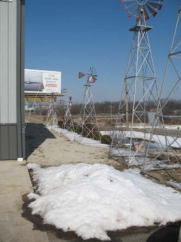 12 Ft Premium Aluminum Decorative Garden Windmill- Green Trim