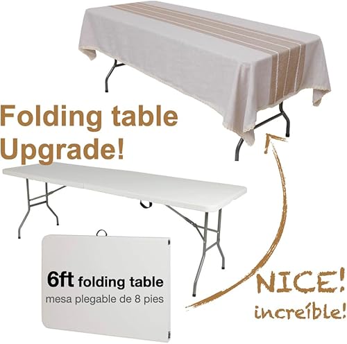 Miniatura 4 de Manteles de mesa de arpillera marrón de lino sintético para mesas rectangulares de 6 a 8 pies con capacidad para 6 a 8 personas. Manteles de mesa de