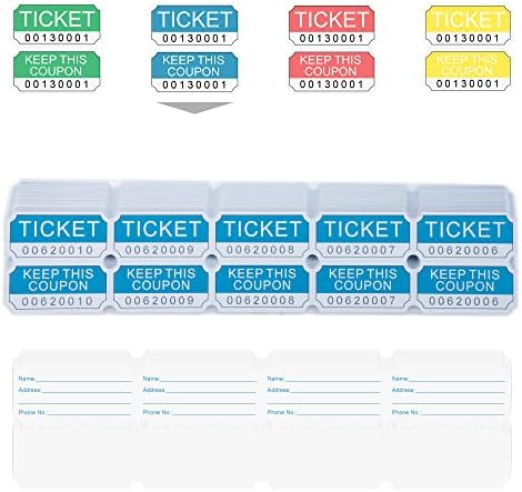 DGBDPACK 250 Blue Double Raffle Tickets, 50/50 Raffle Tickets Suitable for Raffles, Lottery and Door Prizes (Blue)