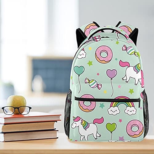 Sac à dos décontracté licorne rouge multicolore pour élève du primaire