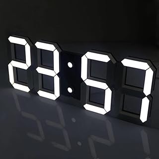 DELIPOP - Reloj de Pared Digital LED 3D 21,5 cm, Despertador LED Digital con 3 Niveles de Brillo Regulables, función de Reloj de Pared, Reloj Digital, Despertador Alimentado por USB, 12/24 Horas