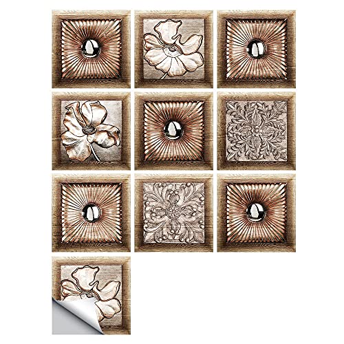 Stickers carrelage 3D-Relief Carreaux Autocollant Mural Auto-adhésif Imperméable Amovible Décorative pour Salle de Bains et Cuisine Carreaux 15cmX15cmX10pcs