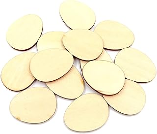 Tofficu 50pcs Unfinished Lime Wood Egg Shape Ornaments for Craft DIY Projects Painting Decorating and Creating Easter Decorations