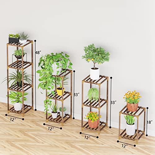 4 Pack Plant Stands Indoor, 18"/33"/33"/48" Flexible Combination Outdoor Wood Plant Stands For Multiple Plants, Plant Shelf Ladder Table Plant Pot Stand For Living Room, Patio, Balcony, Plant Gardening Gift #TOP3