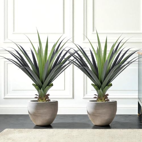 Image of 3ft Artificial Spiked Agave Plant, 36 inch Faux Agave Plants Indoor Small Floor Plant Perfect for Front Porch, Patio, Indoor Outdoor Home, Office Decor (Set of 2)