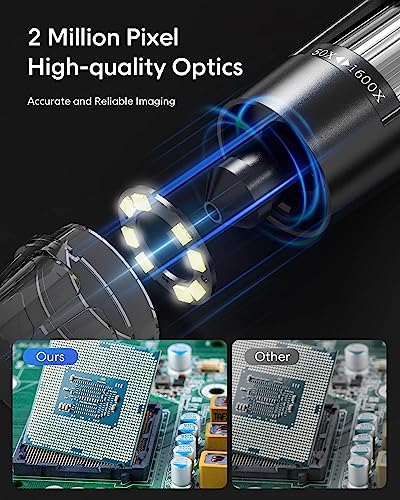 Image of Tobo USB Digital Microscope 50X to 1600X, 8 LED Magnification Microscope Camera, with Metal Stand,Compatible with Mac Window 7 /8 /10 Android Linux,Handheld USB Phone Microscope(USB-1600x) - TD-587IM