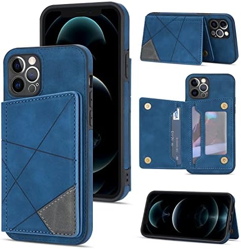 UEEBAI Wallet Case for iPhone 12 6.1 inch, Slim PU Leather Case with Card Holders Kickstand Double Magnetic Clasp Durable Skin feel Shockproof Flip Folio Cover - Purple