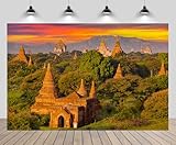 CHNYWORK 7ftx5ft Myanmar Temples Backdrop for Photography Bagan Temple City View Background Myanmar Travel Birthday Wedding Party Decorations Photo Shoot Props Wallpaper