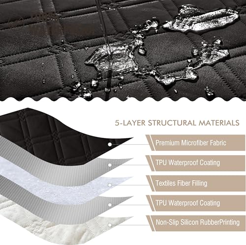 Image of Genina Waterproof Couch Cover, Washable Anti-Slip 51 inch Loveseat Sofa Covers with 2 Cushions, Sectional Couch Covers for Pets Friendly, Sofa Slipcovers for Dogs Cats, (51inch /Black)