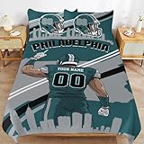 RIAWARME Custom Philadelphia Comforter Cover Set Personalized Bedding Set with Name Number Customized Comforter Cover with 2 Pillowcase for Men Husband Boyfriend Teenage Boys