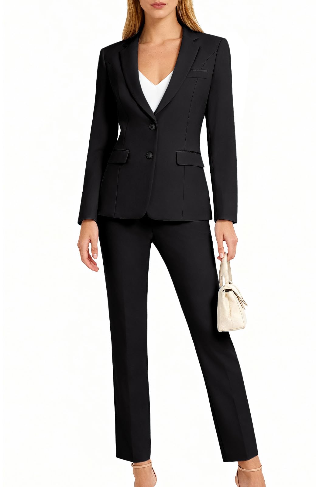 Kelyaa Womens 2 Piece Suit Lady 2 Button Business Work Office Slim Fit Blazer Jacket Pants Set product thumbnail 5