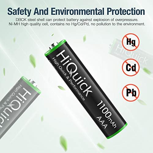 HiQuick AAA Rechargeable Batteries 1100mAh, 8 AAA Rechargeable Battery 1.2V High Performance, Retailer Package