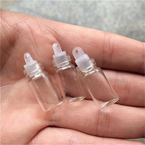 Jarvials100pcs 1ml Mini Glass Bottles Pendants with Rubber Stopper Small Bottle Decoration Crafts Vials Jars Gift DIY Bottles (1ml)